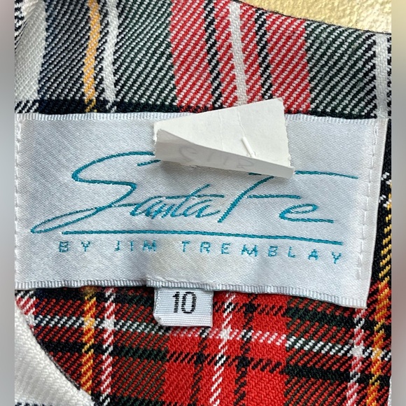 Santa Fe by Jim Tremblay Vintage plaid button red Sheath mini dress 10 - Picture 8 of 8